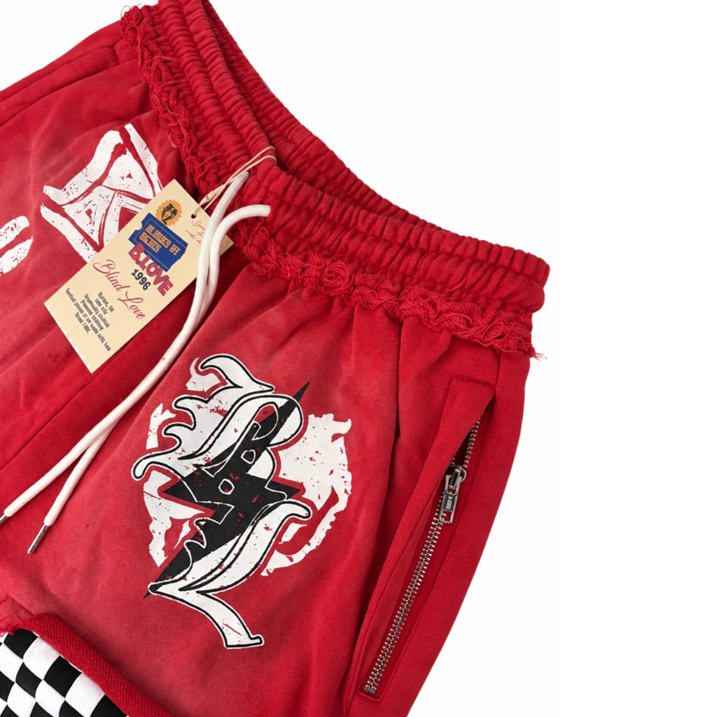 Blind Love 3/4 Red Shorts