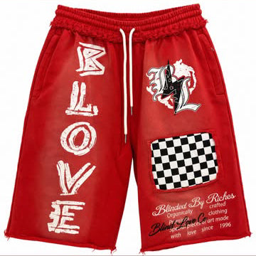 Blind Love 3/4 Red Shorts