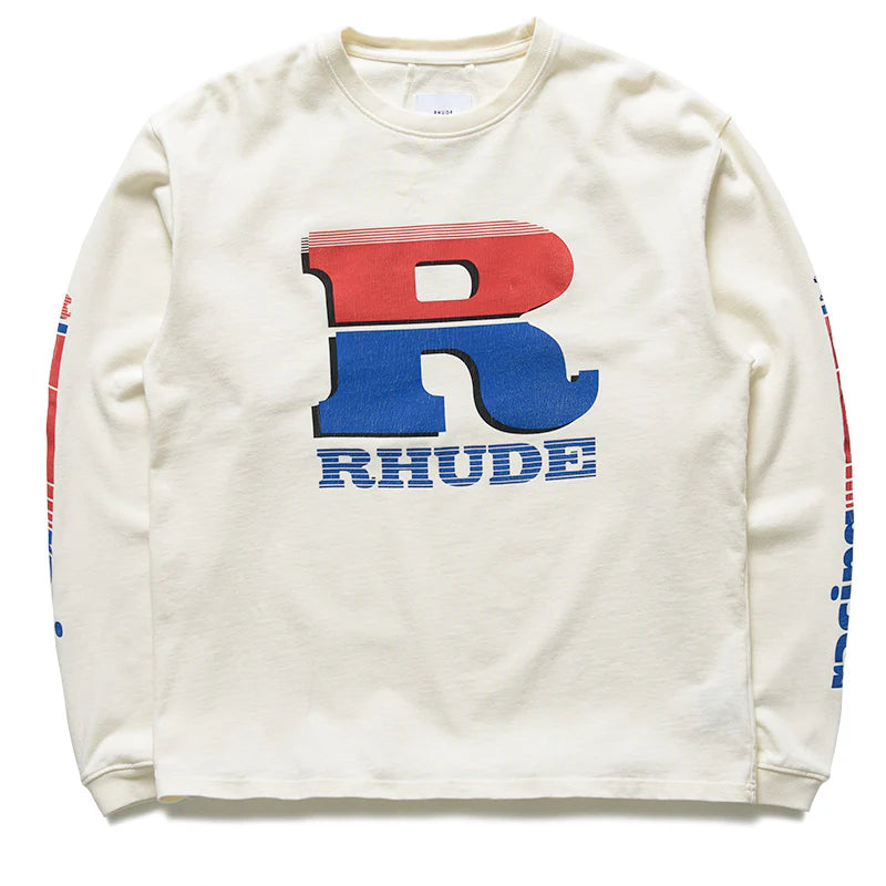 RHUDE SPLIT PETROL LOGO L/S TEE