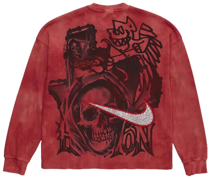 Cactus Jack by Travis Scott x Nike Tie Dye Thermal Rhinestone Long-Sleeve 'Red'