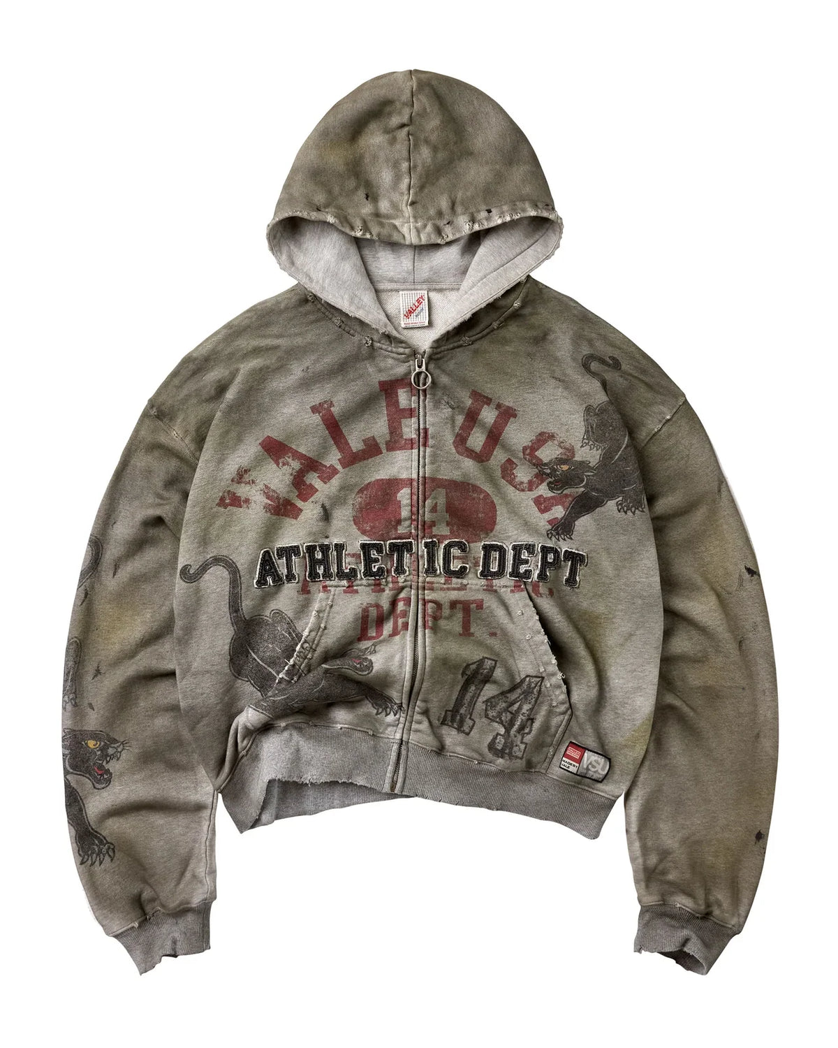VALE FOREVER VARSITY ZIP UP HOODIE VINTAGE WASHED GREY